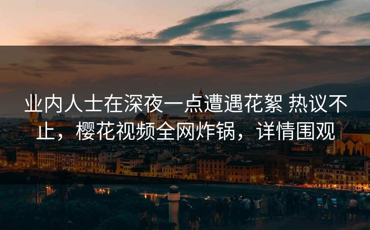 业内人士在深夜一点遭遇花絮 热议不止，樱花视频全网炸锅，详情围观