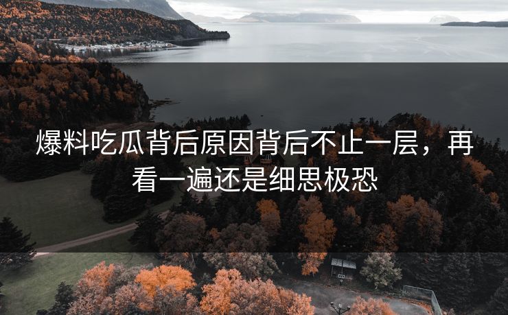 爆料吃瓜背后原因背后不止一层，再看一遍还是细思极恐