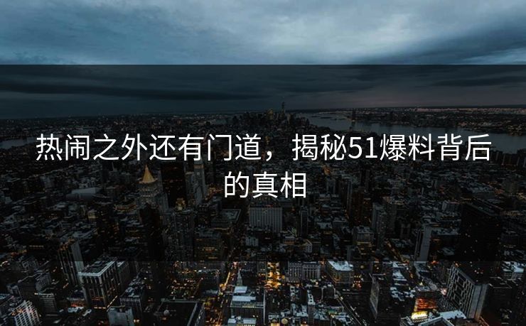 热闹之外还有门道，揭秘51爆料背后的真相